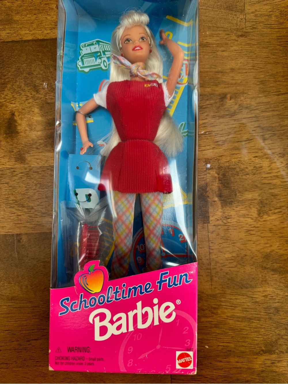 Barbie Schooltime Fun Doll in Red Dress with Multicolor Tights